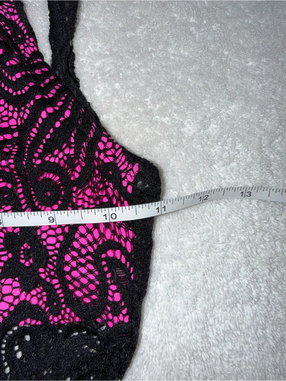 Kandi Kouture Hot Pink  Lace Leotard  with Black Mesh. Size Child Small (4/5)